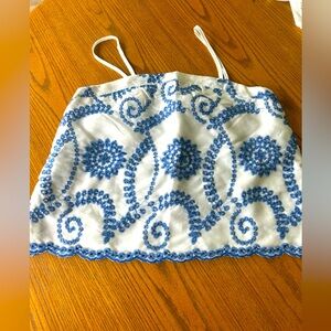 Textured blue and white cami /wavy tank top.